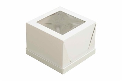 Короб картонный д/тортов с окном  260х260х210 CUBE BOX белый (50шт) 23988