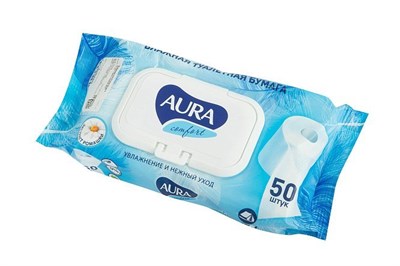 Туалетная бумага влажная "АУРА" Ультра Комфорт 50 л клапан 1/12 ПТ НФ-00025560