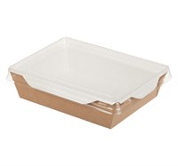 Контейнер бумажный (салатник) БЕЛЫЙ с пластиковой крышкой 800 мл 186/207×105/127×55 50/200 ПАКТОН НФ-00014851