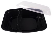 Контейнер.0,83л 211х146х51 двухсекционный с крышкой черный (Покров)  (150 шт/кор) ВЗЛП (1262Ч)  НФ-00023037