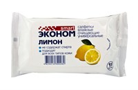Влажные салфетки Смарт Эконом (15шт)  Лимон (108уп) 9856