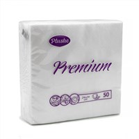 Салфетки бумажные Plushe Premium 24*24 (плюше премиум) 2-х слойные 50л, белый 1/30 в уп ЮГ НФ-00015353