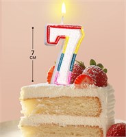 Свеча для торта с блестками «Блестящий ободок», цифра "7" , 7 см 403537 НФ-00020944