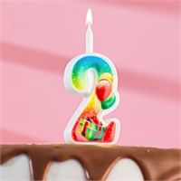 Свеча для торта цифра "Подарок", 9,9 см, цифра "2" 4237770 НФ-00021305