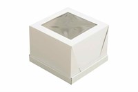Короб картонный д/тортов с окном  260х260х210 CUBE BOX белый (50шт) 23988