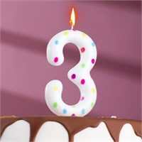 Свеча в торт на день рождения «Цифра 3 », 9 см НФ-00024149