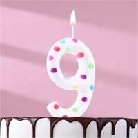 Свеча в торт на день рождения «Цифра 9 », 9 см НФ-00024155