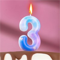 Свеча в торт на шпажке «Звездопад», цифра 3, 5.5 см НФ-00024176