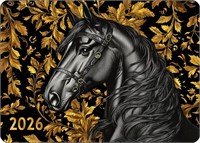 Календарь 2026г Арт Дизайн "Лошадь черная" лак, карманный, 70х98 НФ-00024935