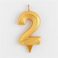 Свеча в торт «Цифра 2», золотая, 6.5 см НФ-00025258