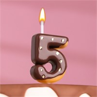Свеча в торт «Шоколадная глазурь», цифра 5, 3.8 см НФ-00025291
