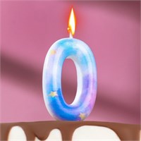 Свеча в торт на шпажке «Звездопад», цифра 0, 5.5 см НФ-00025309