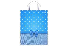 Пакет петля  Тико 35х28 Синий бантик в клеточку /14уп х 50шт/ ПВД 55мкм (700шт) петля