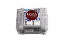 Губка для посуды АКВАМАГ с металлической нитью (90х130х20) 3шт. (6уп. х 24шт) (144уп)