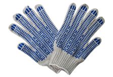 Перчатки ХБ 5-ти нит. с ПВХ 7,5 класс Протектор (250пар) белые/серые