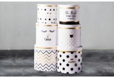 Набор подарочных коробок 1/3 ЦИЛИНДР горох/полоска на белом