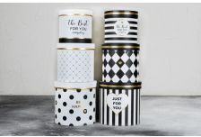 Набор подарочных коробок 1/2ЦИЛИНДР горох/полоска на белом