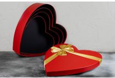 Набор подарочных коробок 1/5 СЕРДЦЕ  БОЛЬШОЕ КРАСНОЕ С ЗОЛОТЫМ БАНТОМ