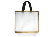 Сумка с ручкой (50шт) Белая с золотом (МАЛ)