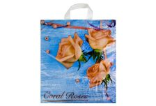 Пакет петля  Тико 42х38 Коралловые розы /6уп х 50шт/ ПВД 37мкм (300шт) петля