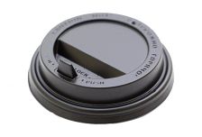 Крышка для стак. Интерпластик  д.80мм (0,250л)  черная (10уп х100шт)  (1000шт) с откидным пит.