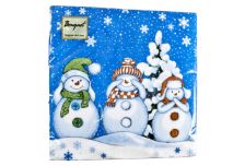НГ Салфетки 33х33, 20 шт,3 сл. БОГЕТ (12 уп) НГ МУДРЫЕ СНЕГОВИКИ