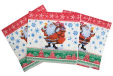 НГ Салфетки 33х33, 18 шт,3 сл. PLUSHE (34 уп) НГ САНТА С КОЛОКОЛЬЧИКОМ