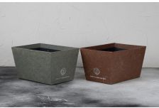 Набор подарочных коробок 1ШТ НИЗКОЕ КАШПО С ЛЬНЯНЫМИ  РУЧКАМИ