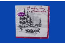 НГ Салфетки 33х33, 18 шт,3 сл. PLUSHE (34 уп) НГ ЗИМНИЙ ЛЕС