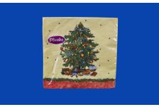 НГ Салфетки 33х33, 18 шт,3 сл. PLUSHE (34 уп) НГ НАРЯЖЕННАЯ ЕЛКА