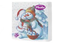 НГ Салфетки 33х33, 20 шт,2 сл. PLUSHE (30 уп) НГ ДВА СНЕГОВИКА