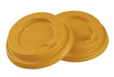 Крышка для стак. АгроЭкоДом  д.80мм (0,250л)  желтая  (10уп х 100) (1000шт) с откидным пит.