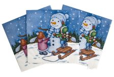 НГ Салфетки 33х33, 15 шт,2 сл. PLUSHE (30 уп) НГ СНЕГОВИК И ДЕТИ