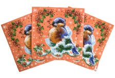 НГ Салфетки 33х33, 18 шт,3 сл. PLUSHE (34 уп) НГ СНЕГИРЬ И ЗИМНИЕ ЯГОДЫ