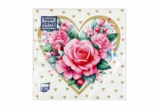 Салфетки 33х33 3 - слойн. Art Bouquet 20 шт (12 уп) Золотое сердце с розами