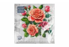 Салфетки 33х33 3 - слойн. Art Bouquet 20 шт (12 уп) Розы в рамке. Серебро