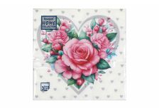 Салфетки 33х33 3 - слойн. Art Bouquet 20 шт (12 уп) Серебряное сердце с розами