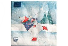 НГ Салфетки 33х33, 20 шт,3 сл. БОГЕТ (12 уп) НГ МЕДВЕДИ НА КАТКЕ