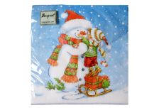 НГ Салфетки 33х33, 20 шт,3 сл. БОГЕТ (12 уп) НГ МАЛЬЧИК И СНЕГОВИК