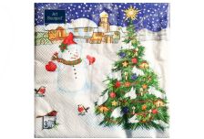НГ Салфетки 33х33, 20 шт,3 сл. БОГЕТ (12 уп) НГ СНЕГОВИК И НОВОГОДНЯЯ ЕЛЬ