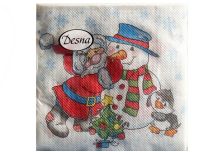 НГ Салфетки 25х25, 40 шт,1 сл. ДЕСНА (32 уп) НГ ДЕД МОРОЗ И СНЕГОВИК