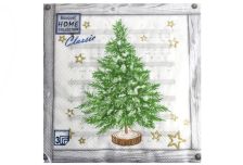 НГ Салфетки 33х33, 20 шт,3 сл. БОГЕТ (12 уп) НГ НОВОГОДНЯЯ ЕЛЬ В РАМКЕ