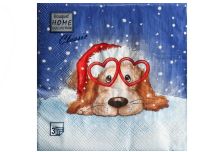 НГ Салфетки 33х33, 20 шт,3 сл. БОГЕТ (12 уп) НГ СОБАЧЬЕ СЕРДЦЕ