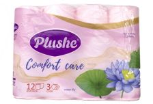 Туалетная бумага PLUSHE Comfort Сare 3-х сл. 16м (12рул) Розовая  (12уп)