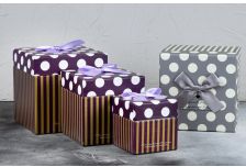 Набор подарочных коробок 1/3шт КУБ  ГОРОХ / ПОЛОСКА