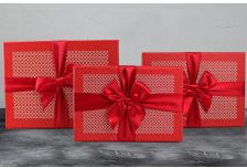 Набор подарочных коробок 1/3 ПРЯМОУГ КРАСНЫЙ С АТЛАС БАНТОМ