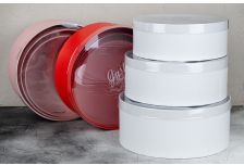 Набор подарочных коробок 1/3шт КРУГ  С ПРОЗРАЧНЫМ ВЕРХОМ