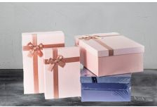 Набор подарочных коробок 1/3 ПРЯМОУГОЛЬНЫЙ  РАДУГА С БАНТИКОМ ОРГАНЗА