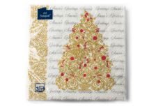 НГ Салфетки 33х33, 20 шт,3 сл. БОГЕТ (12 уп) НГ ЗОЛОТАЯ ЕЛЬ