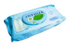 Салфетки влажные INVISTA (72шт) Для детей с первых дней жизни. Биоразлагаемые (12уп) клапан